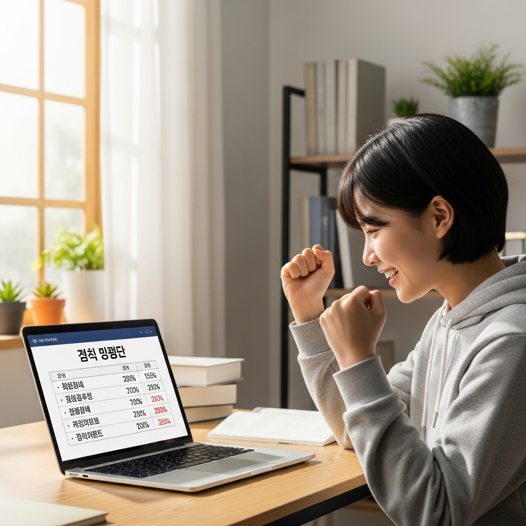 성적 향상에 기뻐하는 학생